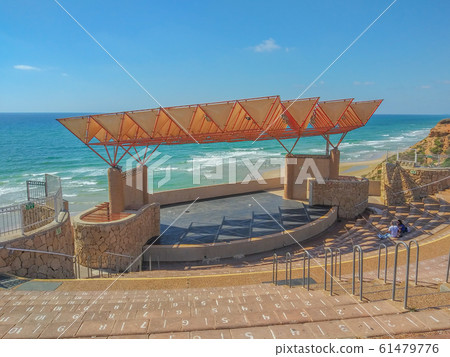 Netanya's Amphitheater above the Mediterranean Sea in the resort city of Netanya, Israel Netanya's Amphitheater above the Mediterranean Sea in the resort city of Netanya, Israel 61479776