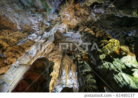Illuminated limestone cave -The Rock in Gibraltar- 61480137