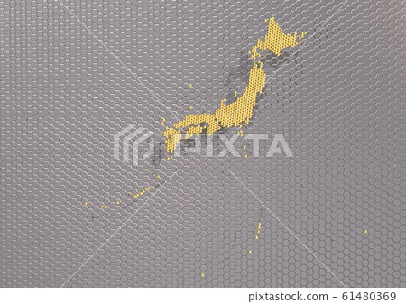 日本地圖以IT，高科技，數字，技術，經濟，工業等形象 61480369