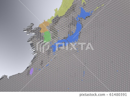 以IT，高科技，數字，技術，經濟，工業等為代表的日本鄰國地圖。 61480391