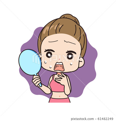 Front illustration of a woman shocked by wart Upper body 61482249
