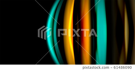 Abstract silk smooth lines on black, multicolored liquid fluid rainbow style waves on black Abstract silk smooth lines on black, multicolored liquid fluid rainbow style waves on black 61486090