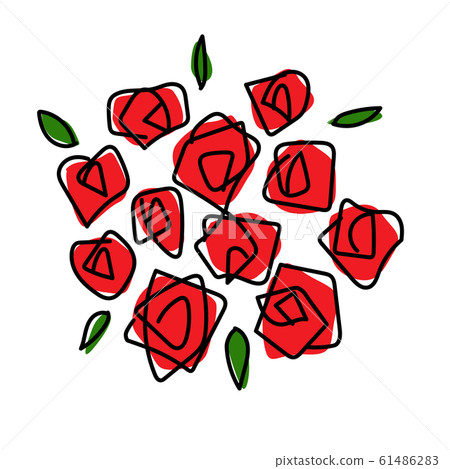 Bouquet of roses, hand-painted line drawing Bouquet of roses, hand-painted line drawing 61486283