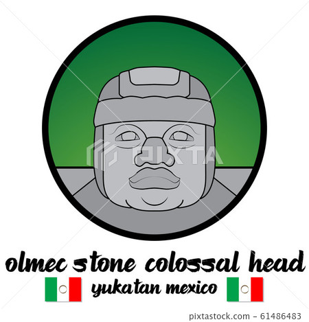 Circle icon Olmec stone Colossal Head. vector illustration Circle icon Olmec stone Colossal Head. vector illustration 61486483