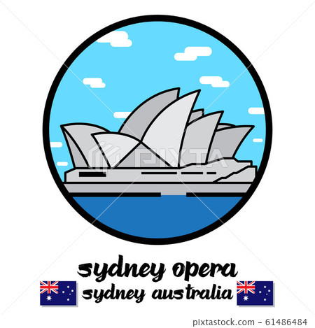 Circle Icon sydney Opera  in Sydney Australia vector line icon. 61486484