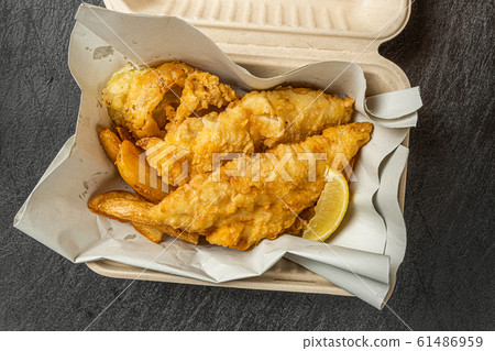 Fish and chips Typical homemade fish and chips Fish and chips Typical homemade fish and chips 61486959