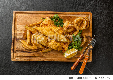 Fish and chips Typical homemade fish and chips Fish and chips Typical homemade fish and chips 61486979