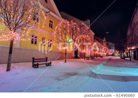 christmas night streets of uzhgorod christmas night streets of uzhgorod 61490860