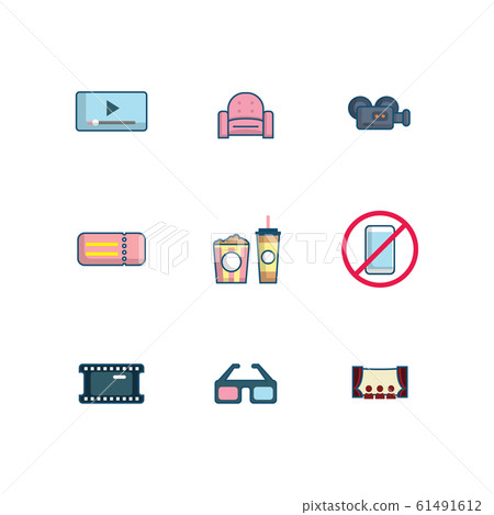 movie and cinema icons set flat design vector movie and cinema icons set flat design vector 61491612