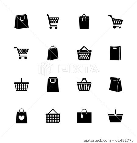 Shopping Bags - Flat Vector Icons - Stock Illustration [61491773] - PIXTA