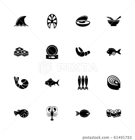 Sea Food - Flat Vector Icons Sea Food - Flat Vector Icons 61491783