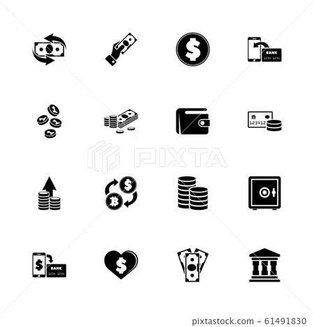 Money - Flat Vector Icons - Stock Illustration [61491830] - PIXTA