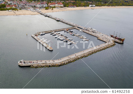 Aerial view onto famous pier in Sopot, Poland Aerial view onto famous pier in Sopot, Poland 61492258