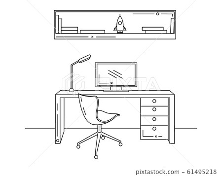 Office in a linear style. Workplace Office in a linear style. Workplace 61495218