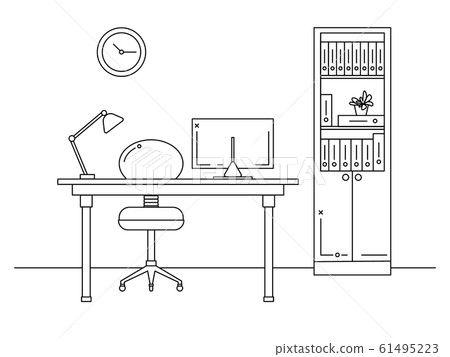 Office in a linear style. Workplace Office in a linear style. Workplace 61495223