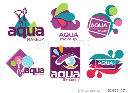 Natural cosmetics, aqua makeup isolated icons, beauty salon 61495417