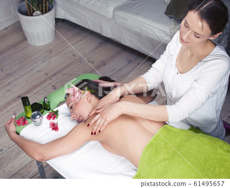 stock photo attractive lady getting spa treatment in salon, healthcare people concept 61495657