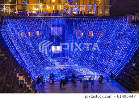 橫濱港未來的藍色船塢花園的照明 61496447