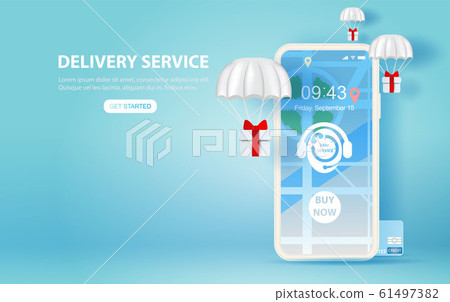 illustration of smartphone with Online delivery 61497382