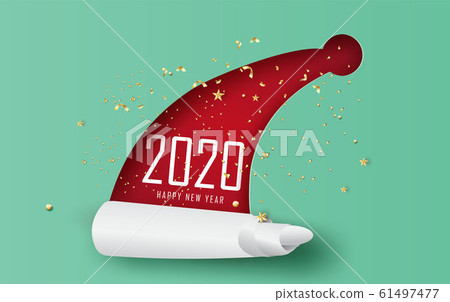 Top view Merry Christmas hat concept.Happy New year 61497477