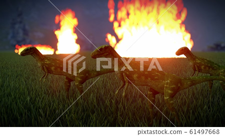 Dinosaur doomsday coming on 3d rendering 61497668