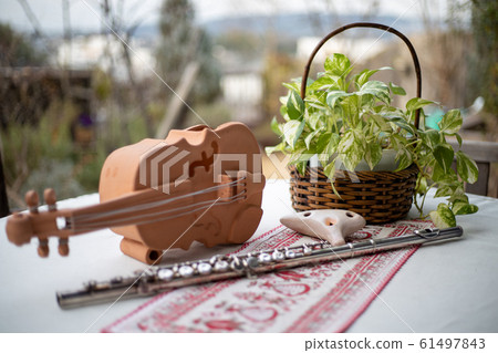 Table with flute and ocarina Table with flute and ocarina 61497843