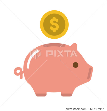 Pig piggy bank, savings, savings, income Color icon (US $) Pig piggy bank, savings, savings, income Color icon (US $) 61497944