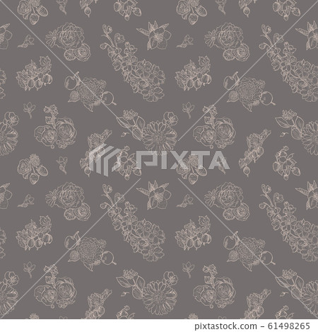 Wildflowers berries seamless pattern Hand drawn vector illustration vintage style Background gooseberries, strawberries Wildflowers berries seamless pattern Hand drawn vector illustration vintage style Background gooseberries, strawberries 61498265