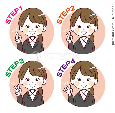 Woman, suit, steps 61498338