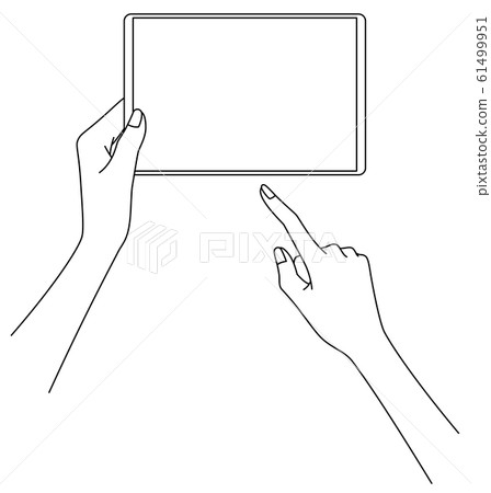 婦女的手與平板電腦 61499951