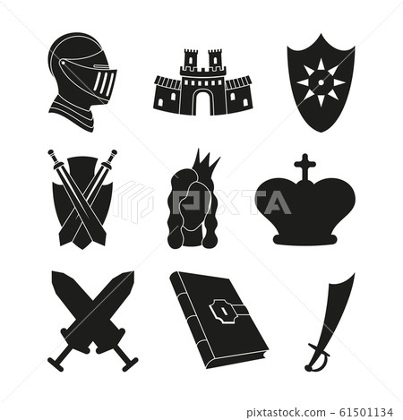 9 black and white fairytale icons - Stock Illustration [61501134] - PIXTA