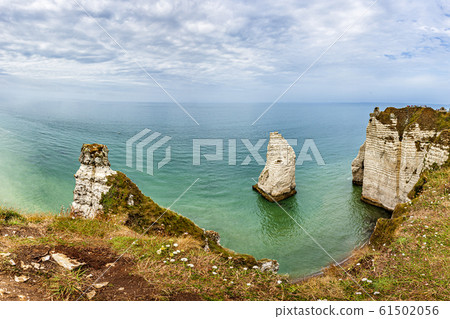 View of natural chalk cliffs of Etretat View of natural chalk cliffs of Etretat 61502056