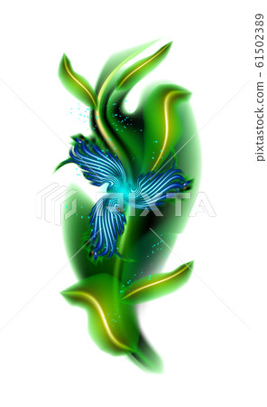 Modern glowing blue flower. Colorful cosmic floral Modern glowing blue flower. Colorful cosmic floral 61502389