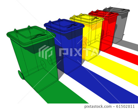 Five trash cans for garbage separation 61502811