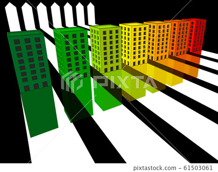 seven apartment houses or office buildings certified in seven energetic classes in energy rating diagram 61503061