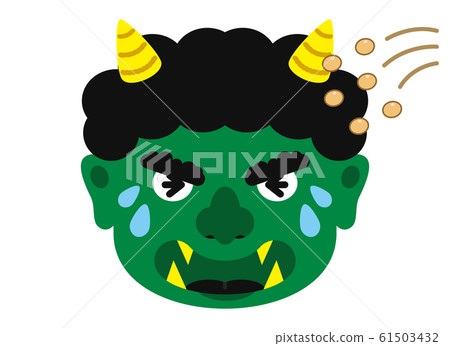 Illustration: Oni Oni Setsubun Bean Maki Material Facial Expression Face Green Demon Midorioni Green Midori (with Vector) 61503432