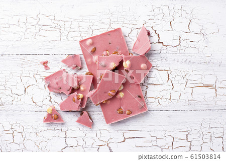Pink or ruby chocolate, trendy food Pink or ruby chocolate, trendy food 61503814