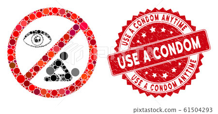 Mosaic No Public Sex Icon with Scratched Use a Condom Anytime Seal 61504293