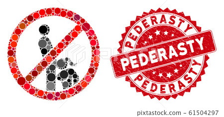 Collage No Oral Sex Icon with Distress  Stock Illustration  