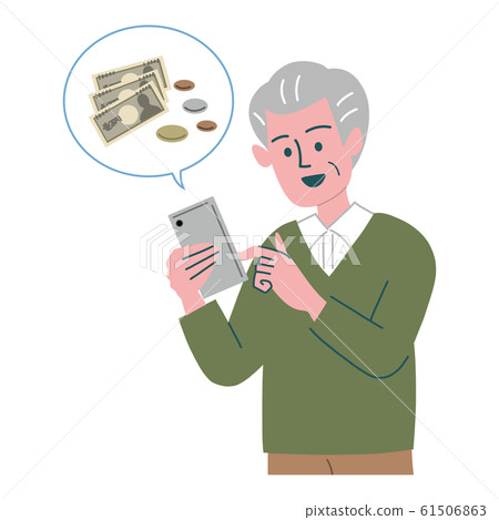 Senior Men Smartphone Money Senior Men Smartphone Money 61506863