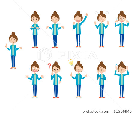 Woman mom housewife emotion pose set Woman mom housewife emotion pose set 61506946