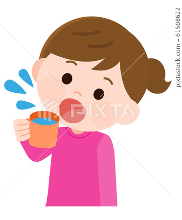 Girl gargle cold measures illustration 61508622