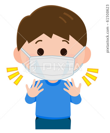 Illustration of a boy wearing a mask Illustration of a boy wearing a mask 61508623