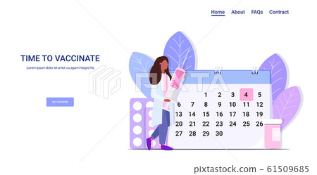 hospital doctor holding syringe with vaccine from flu influenza virus disease time to vaccinate healthcare medicine concept horizontal full length copy space 61509685