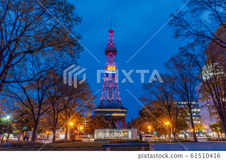 Sapporo TV Tower city view at night 61510416