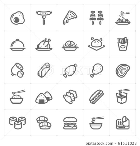 Icon set - Food icon outline stroke vector illustration on white background Icon set - Food icon outline stroke vector illustration on white background 61511028