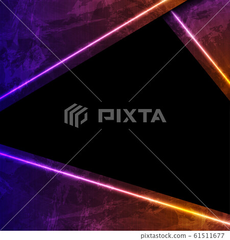 Purple and orange neon laser lines on grunge 61511677
