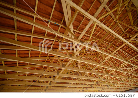 Residential construction home framing view on new house wooden under construction Residential construction home framing view on new house wooden under construction 61513587