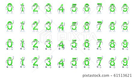 Anthropomorphic numbers, green for clipping synthesis, positive 61513621