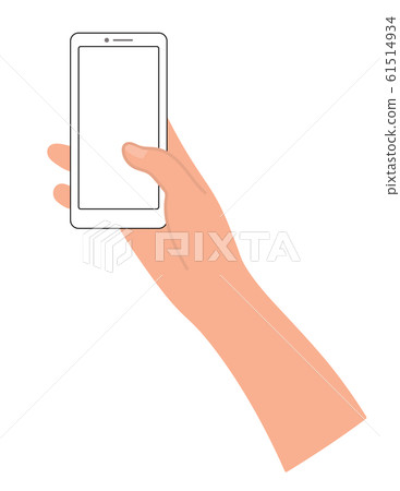 Hand holding screen with smartphone 61514934